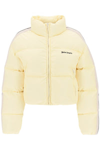 Palm angels cropped puffer jacket with bands on sleeves PWED018F23FAB001 BUTTER BLACK