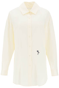 Palm angels poplin shirt with palm embroidery PWGE004F23FAB001 BUTTER BLACK