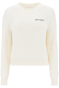 Palm angels cropped sweater with logo embroidery PWHE051F23KNI001 BUTTER BLACK
