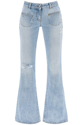 Palm angels low-rise waist bootcut jeans PWYB031F23DEN001 LIGHT BLUE  BROWN
