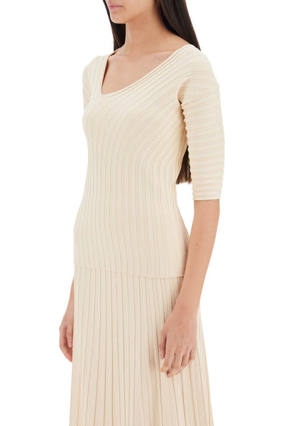 By malene birger 'ivena' ribbed top with asymmetrical neckline Q71539005 SOFT WHITE