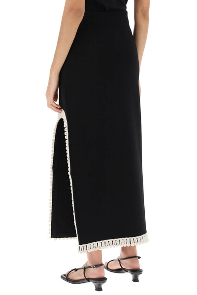 By malene birger gabie maxi skirt with crochet trims Q72083002 BLACK