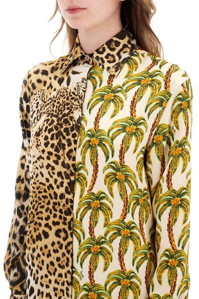 Roberto Cavalli 美洲虎和棕櫚樹印花襯衫 QWT704SZG41 MULTI