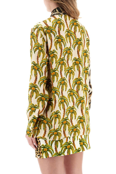 Roberto Cavalli 美洲虎和棕櫚樹印花襯衫 QWT704SZG41 MULTI