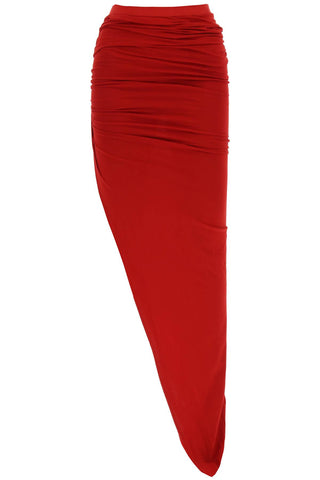 Rick owens asymmetric maxi skirt in jersey RP01D2366 JA CARDINAL RED