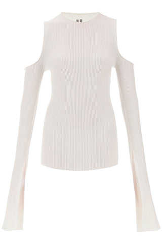 Rick owens sweater with cut-out shoulders RP01D2611 RIBM MILK