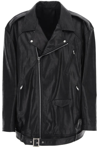 Rick owens jumbo luke stooges leather jacket RP01D2712 LSU BLACK