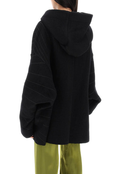 Rick owens 'peter' coat with radiance embroidery RP02C1744 WFNEM2 BLACK DUST
