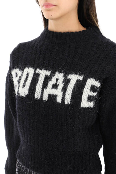Rotate wool and alpaca sweater with logo RT2286 BLACK COMB