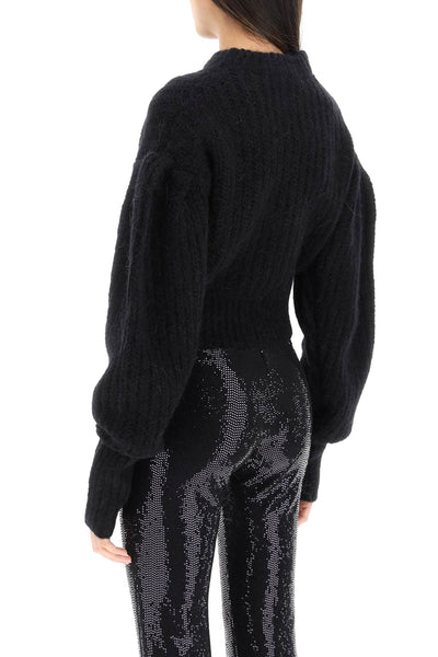 Rotate wool and alpaca sweater with logo RT2286 BLACK COMB