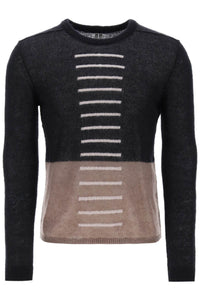 Rick owens 'judd' sweater with contrasting lines RU02C7647 KJ BLACK DUST PEARL