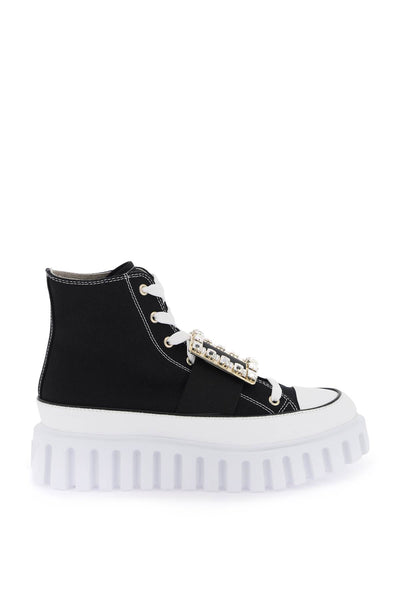 Roger vivier viv' go-thick canvas high-top sneakers with buckle RVW64635860Q4U NERO