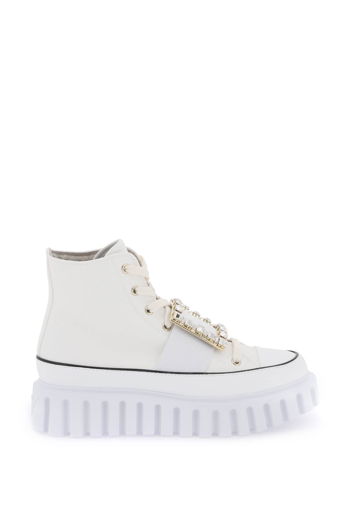 Roger vivier viv' go-thick canvas high-top sneakers with buckle RVW64635860Q4U WHITE