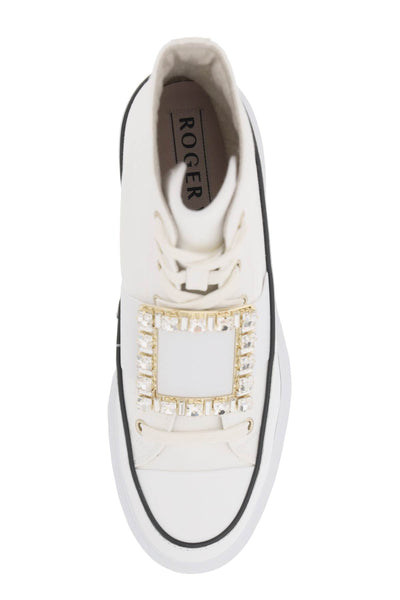 Roger vivier viv' go-thick canvas high-top sneakers with buckle RVW64635860Q4U WHITE
