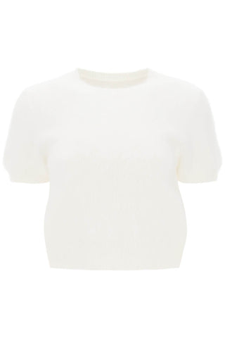 Maison margiela angora wool short-sleeved top S29HL0003 S18269 OFF WHITE