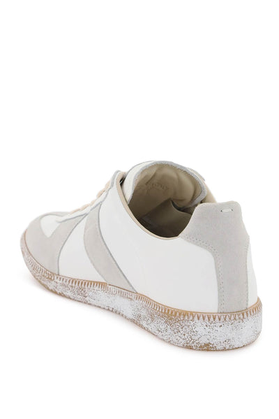 Maison margiela vintage nappa and suede replica sneakers in S37WS0562 P3724 OFF WHITE HONEY SOLE