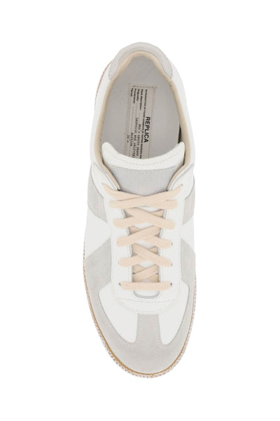 Maison margiela vintage nappa and suede replica sneakers in S37WS0562 P3724 OFF WHITE HONEY SOLE
