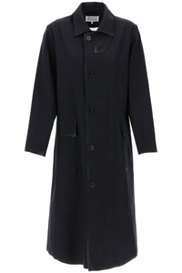 Maison margiela cotton coat with laminated trim details S51AH0196 S78506 BLACK SHINY