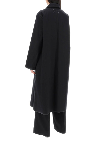 Maison margiela cotton coat with laminated trim details S51AH0196 S78506 BLACK SHINY
