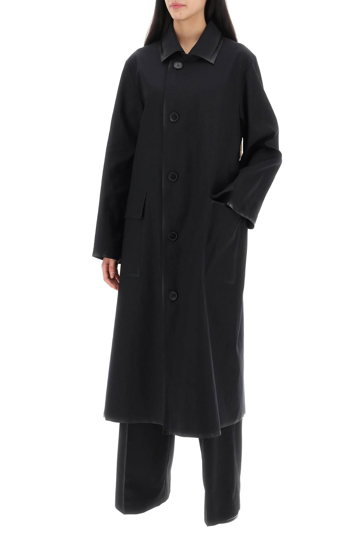 Maison margiela cotton coat with laminated trim details – Italy Station