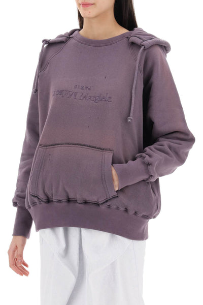 Maison margiela hoodie with reverse logo and hood S51GU0128 STJ401 AUBERGINE BLACK