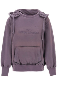 Maison margiela hoodie with reverse logo and hood S51GU0128 STJ401 AUBERGINE BLACK