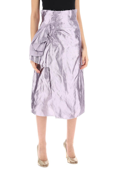 Maison margiela "metallic satin midi wrap skirt with S51ME0010 S78555 DARK LILAC