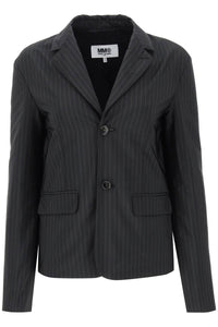 Mm6 maison margiela padded blazer with pinstripe motif S52BN0121 S78142 BLACK GREY