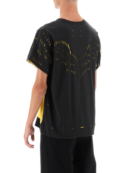 Maison margiela décortiqué fringe t-shirt S67GC0030 S24607 WASHED BLACK