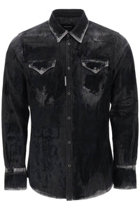 Dsquared2 flocked denim western shirt S71DM0647 S30826 BLACK