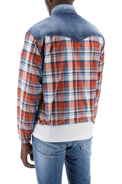 Dsquared2 plaid western shirt with denim inserts S71DM0702 S78603 MIX COLOURS