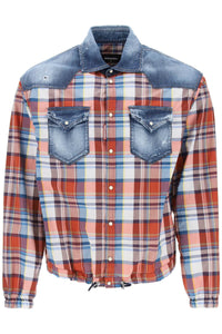 Dsquared2 plaid western shirt with denim inserts S71DM0702 S78603 MIX COLOURS