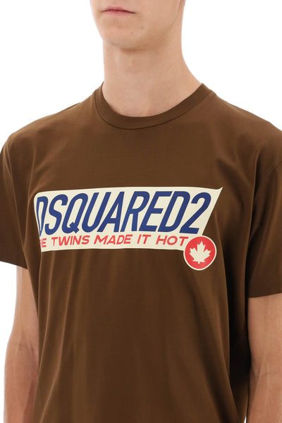 Dsquared2 cool fit printed tee S71GD1321 S22427 BROWN STONE