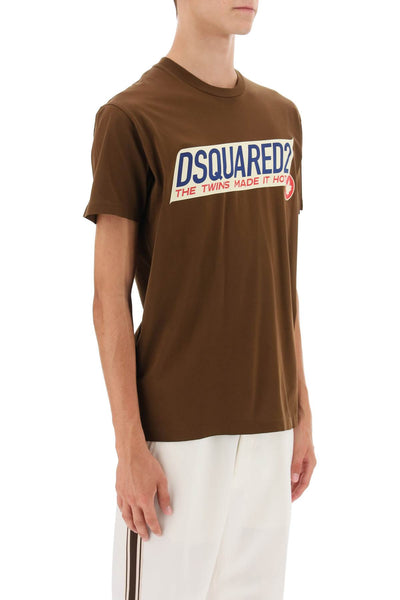 Dsquared2 cool fit printed tee S71GD1321 S22427 BROWN STONE