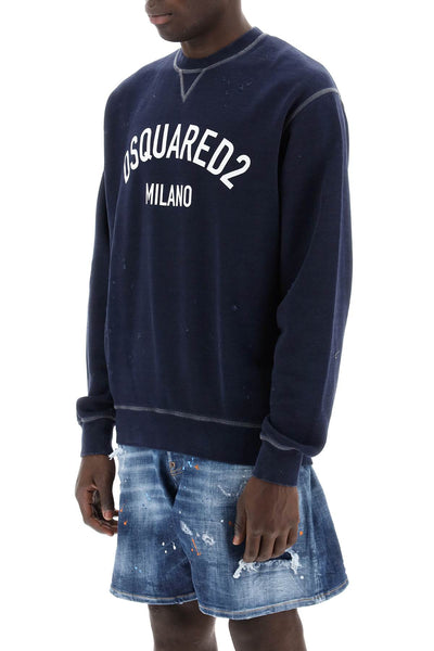 Dsquared2 "used effect cool fit sweatshirt S71GU0654 S25463 NAVY BLUE