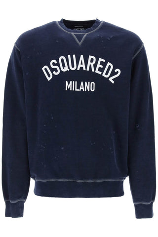 Dsquared2 "used effect cool fit sweatshirt S71GU0654 S25463 NAVY BLUE