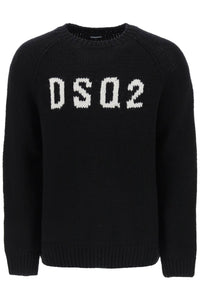 Dsquared2 dsq2 wool sweater S71HA1237 S18089 BLACK NATURAL GREY LOGO