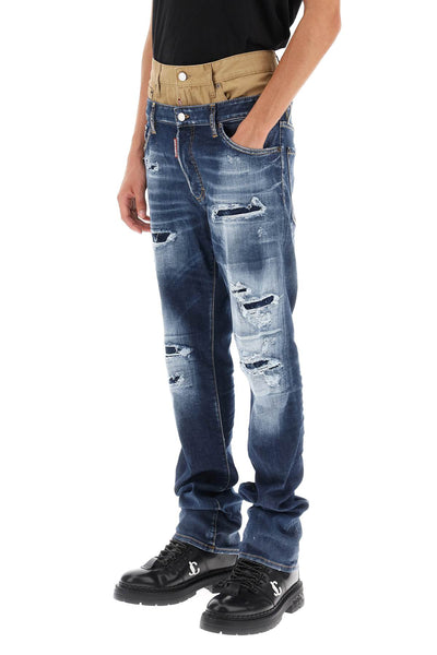 Dsquared2 medium ripped wash skinny twin pack jeans S71LB1293 S30789 NAVY BLUE