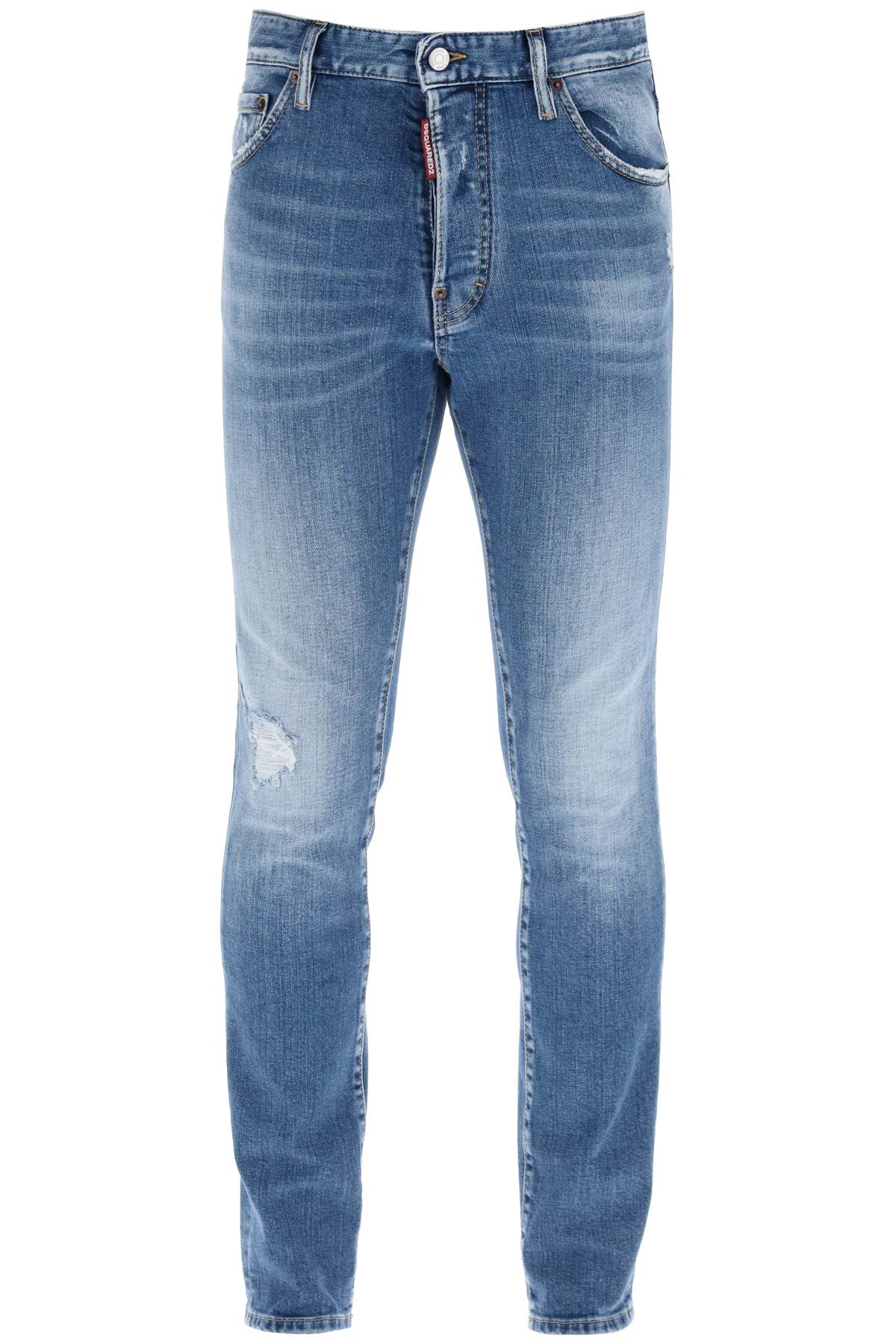Dsquared2 中型預科生水洗酷男牛仔褲適用於 S71LB1354 S30663 海軍藍