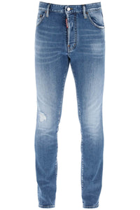 Dsquared2 中型預科生水洗酷男牛仔褲適用於 S71LB1354 S30663 海軍藍