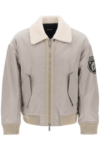 Dsquared2 padded bomber jacket with collar in lamb fur S74AM1411 S60305 STONE