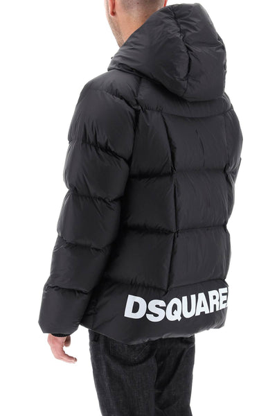 Dsquared2 logo print hooded down jacket S74AM1414 S54056 BLACK