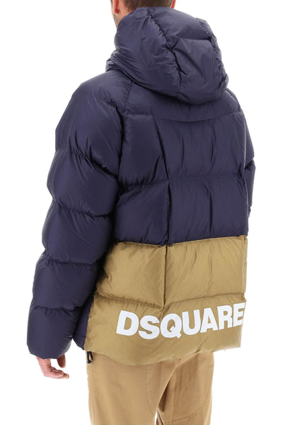 Dsquared2 logo print hooded down jacket S74AM1414 S54056 NAVY BLUE
