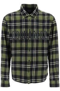 Dsquared2 check flannel shirt with rubberized logo S74DM0758 S78107 GREEN BROWN