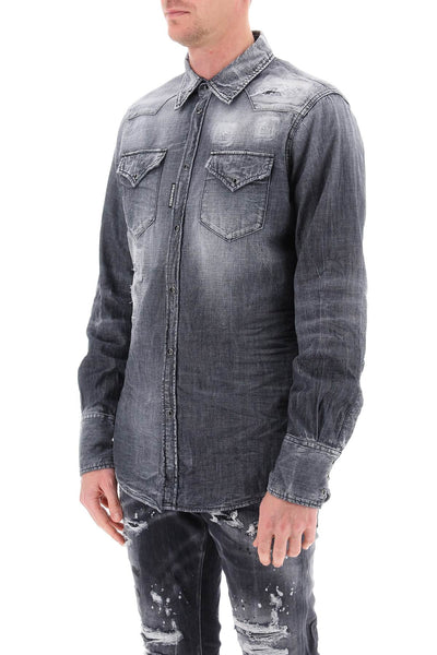 Dsquared2 denim western shirt S74DM0796 S30824 BLACK