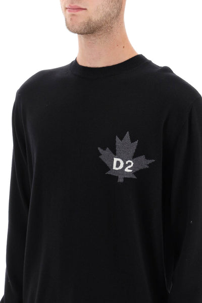 Dsquared2 d2 leaf wool sweater S74HA1371 S18332 BLACK