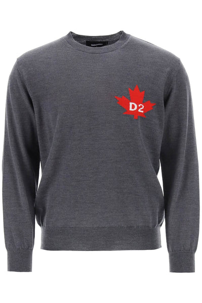 Dsquared2 d2 leaf wool sweater S74HA1371 S18332 DARK GREY