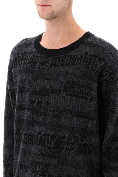 Dsquared2 wool sweater with logo lettering motif S74HA1385 S18339 BLACK GREY