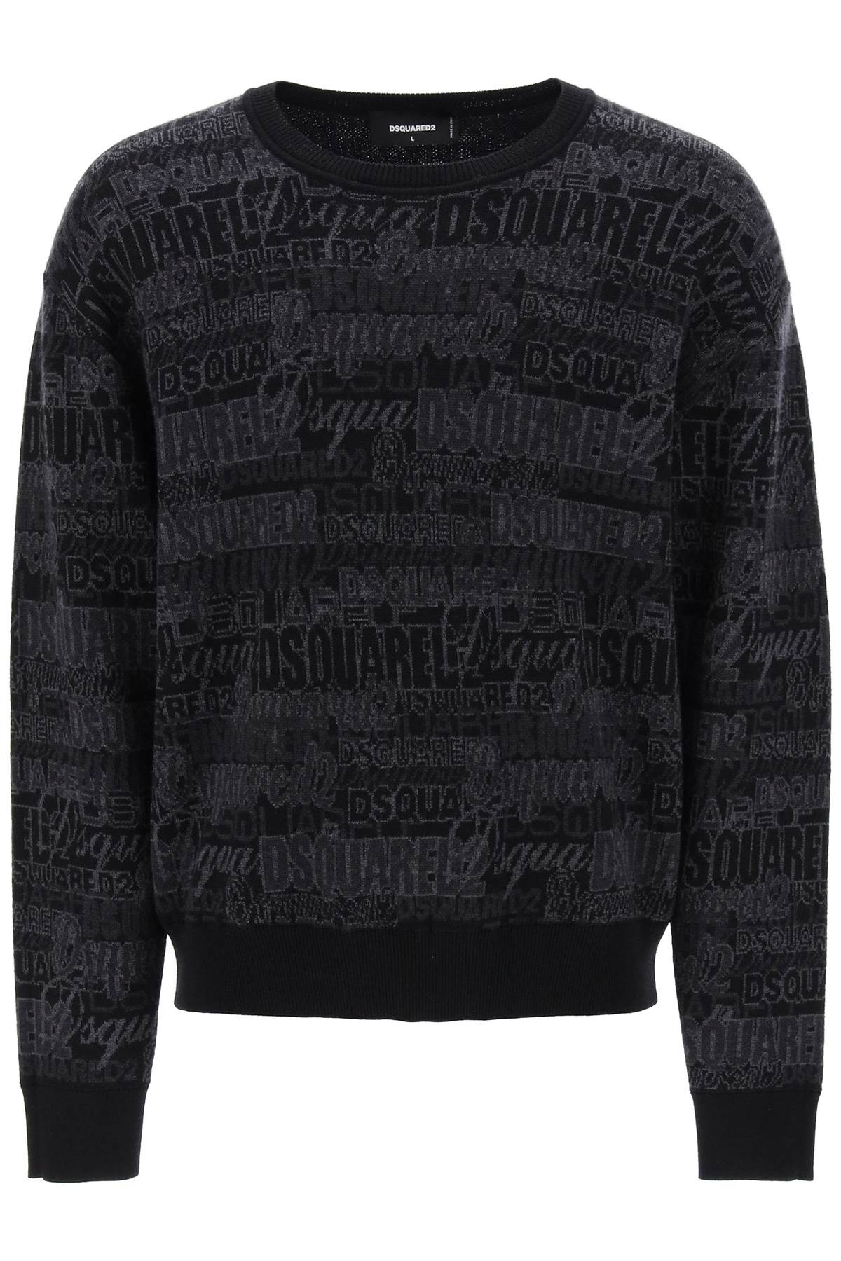 Dsquared2 wool sweater with logo lettering motif S74HA1385 S18339 BLACK GREY