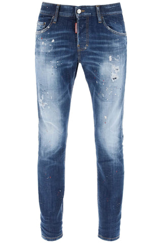 Dsquared2 medium red spots wash skater jeans S74LB1331 S30342 NAVY BLUE